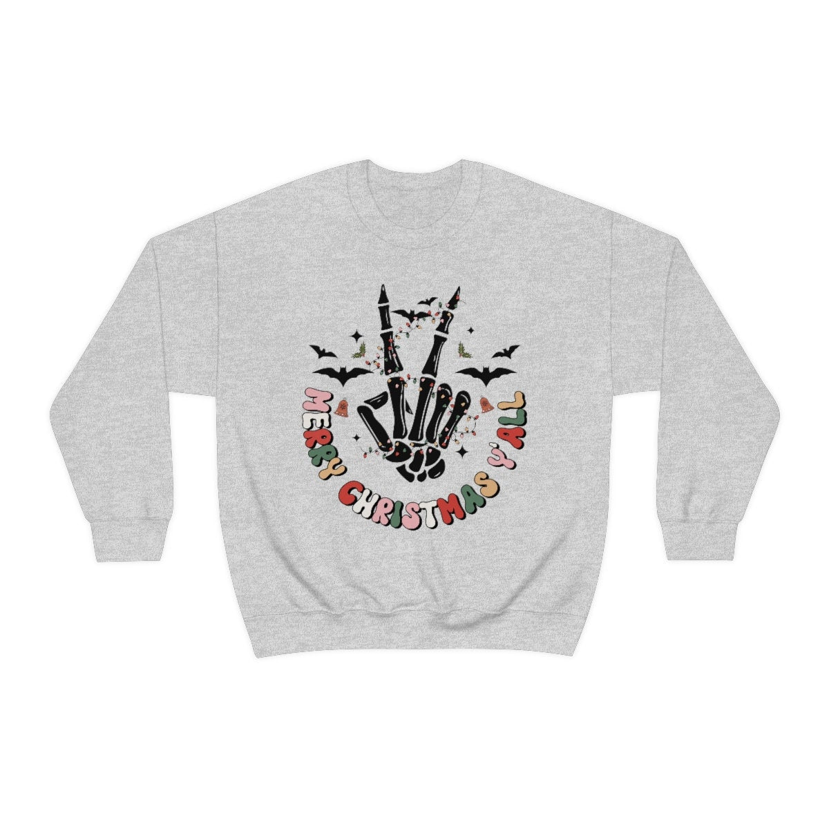 Skeleton Merry Christmas Y’all Unisex Heavy Blend Crewneck Sweatshirt