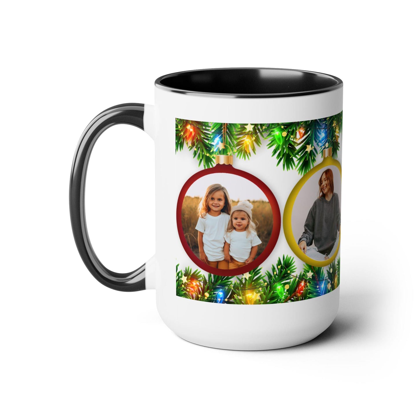 Personalized Photo Coffee Mug, Custom Two-Tone Ceramic Mug, 15oz