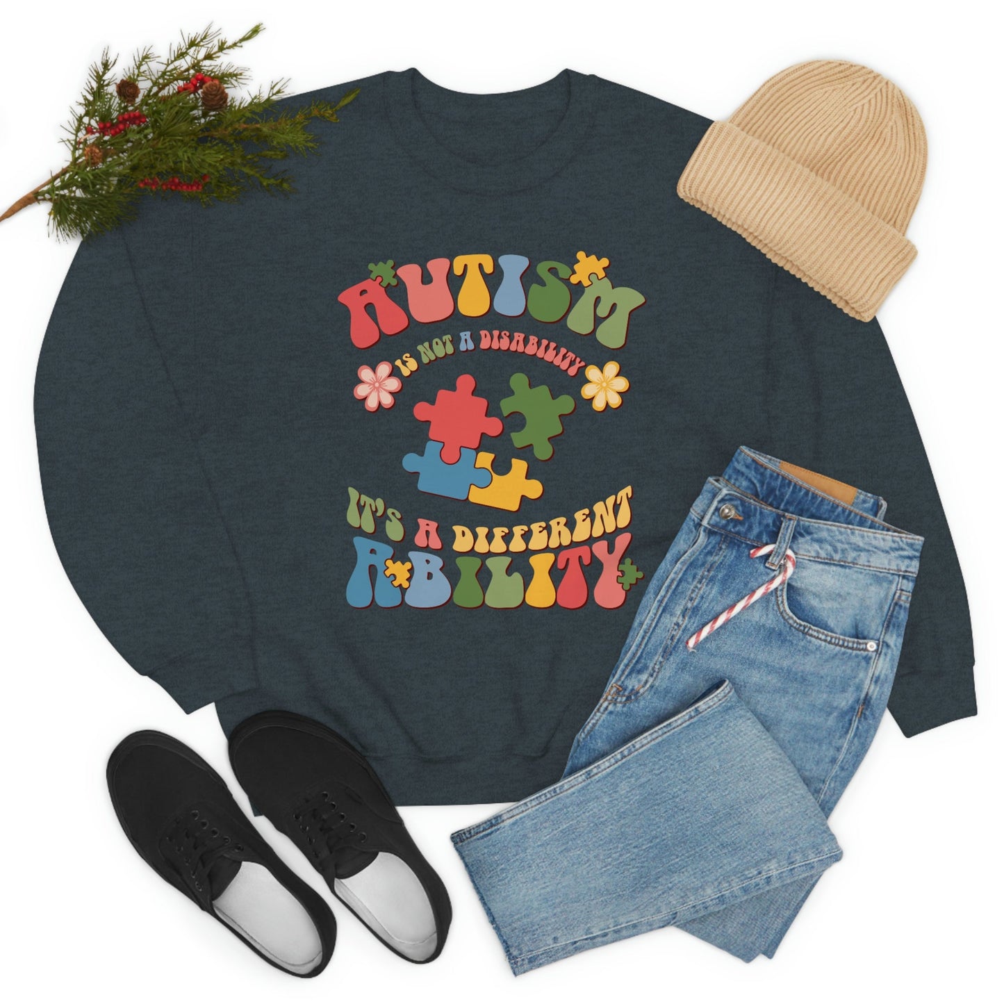Autism, Autism Awareness, Unisex Heavy Blend Crewneck Sweatshirt