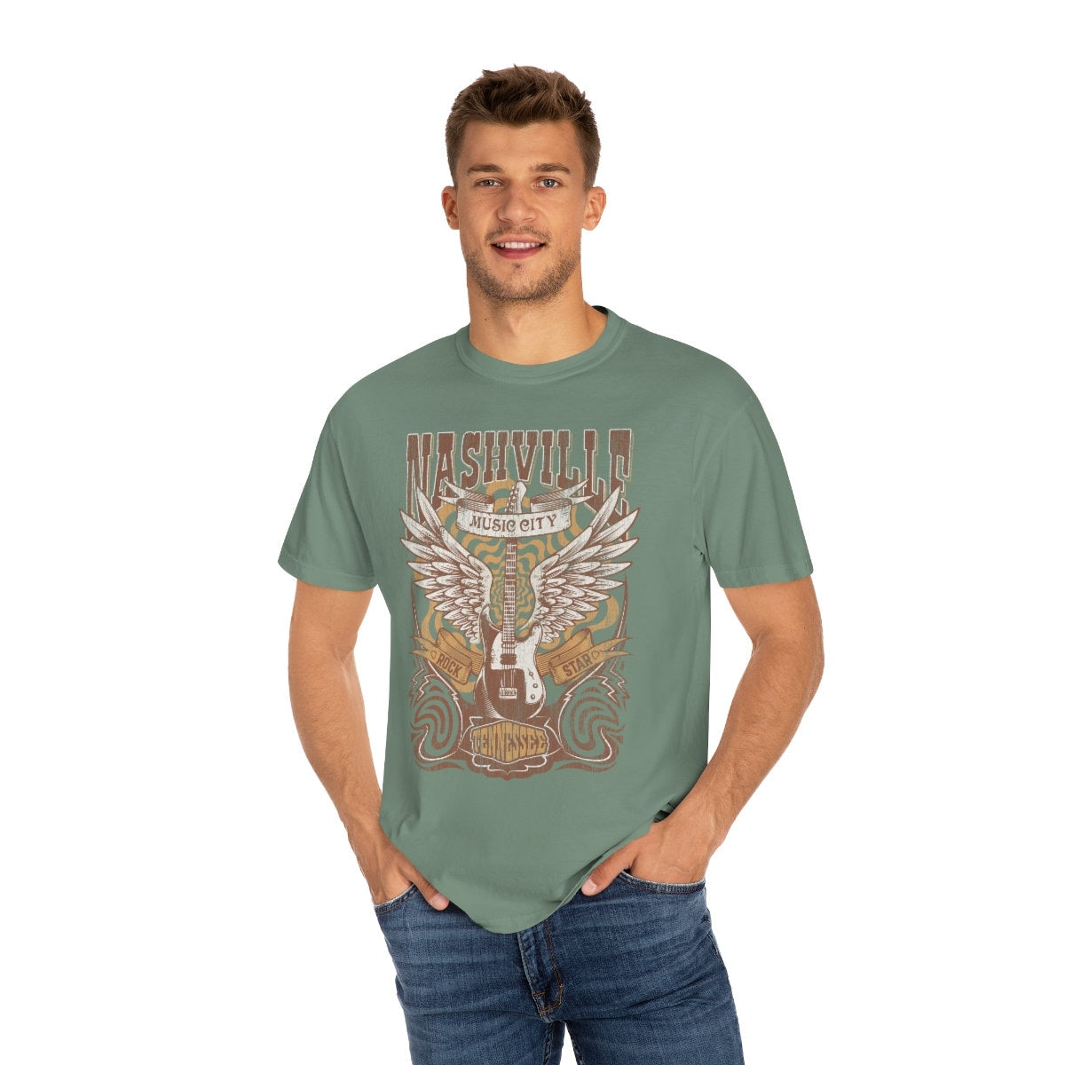 Retro Nashville Rock Unisex Garment-Dyed T-shirt