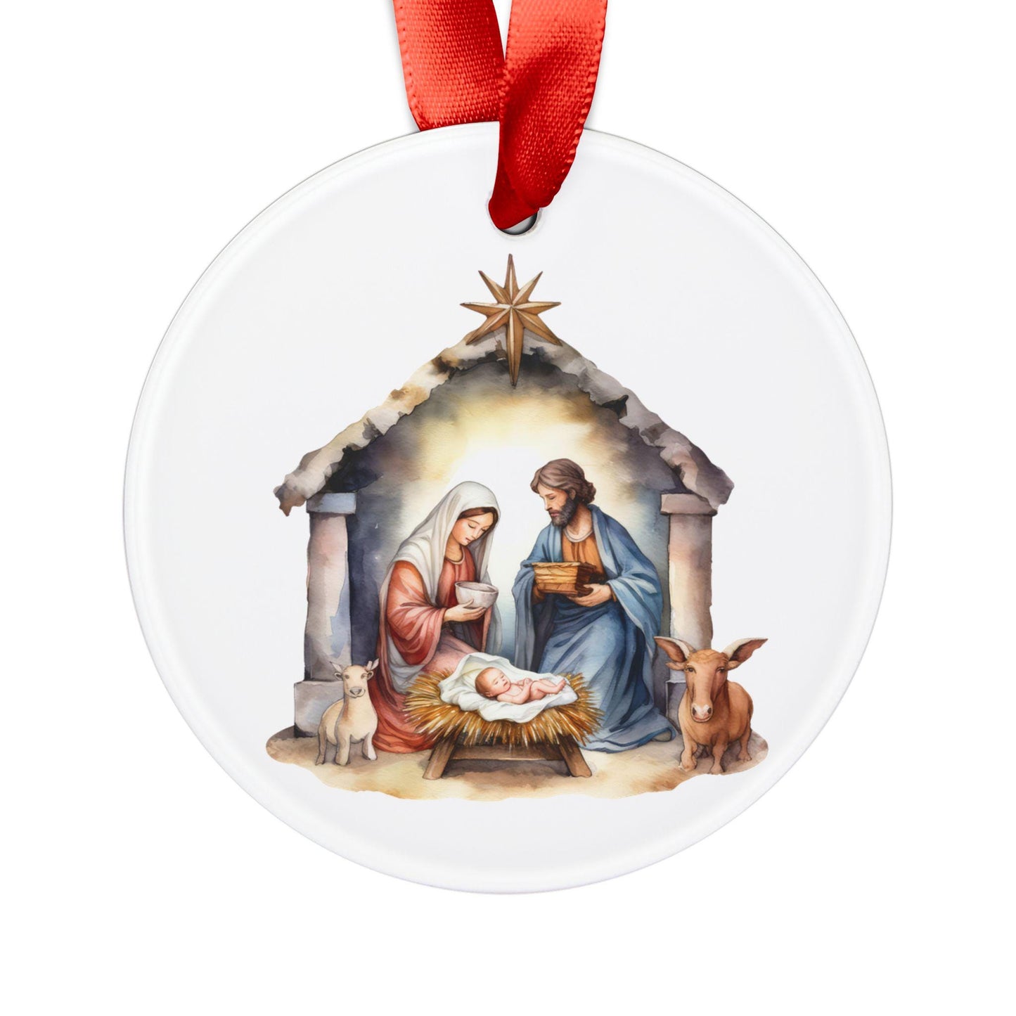 Nativity Scene Ornament, Christmas Tree Decor, Keepsake Ornament, Christmas Ornament, Ceramic Ornament, Holiday Gift, Stocking Stuffer Idea