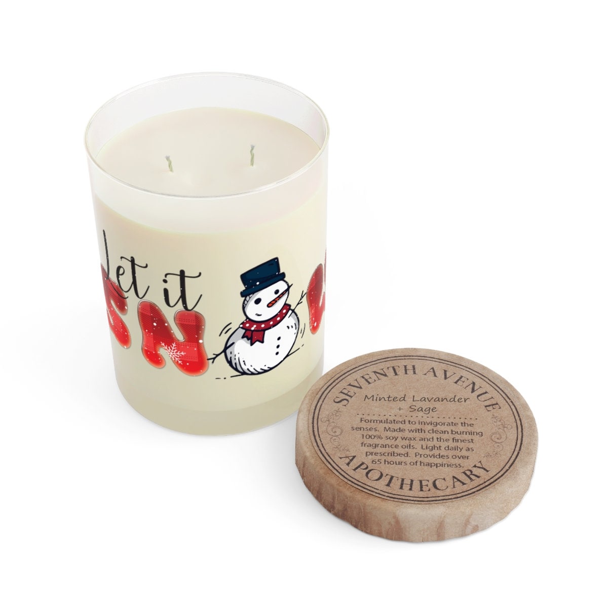 Christmas Let it snow Scented Candle - Full Glass, 11oz