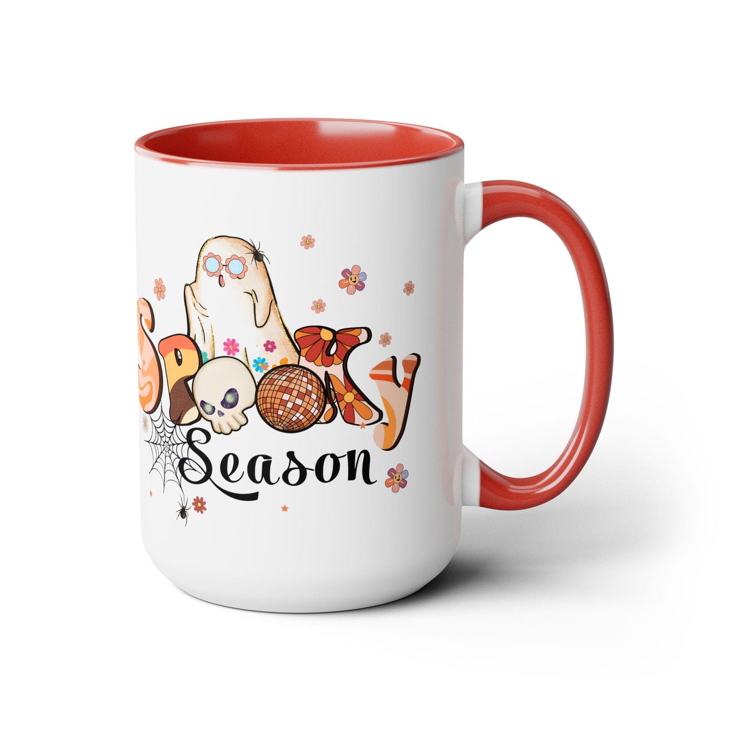 Spooky, Funny Ghost Two-Tone Coffee Mugs, 15oz