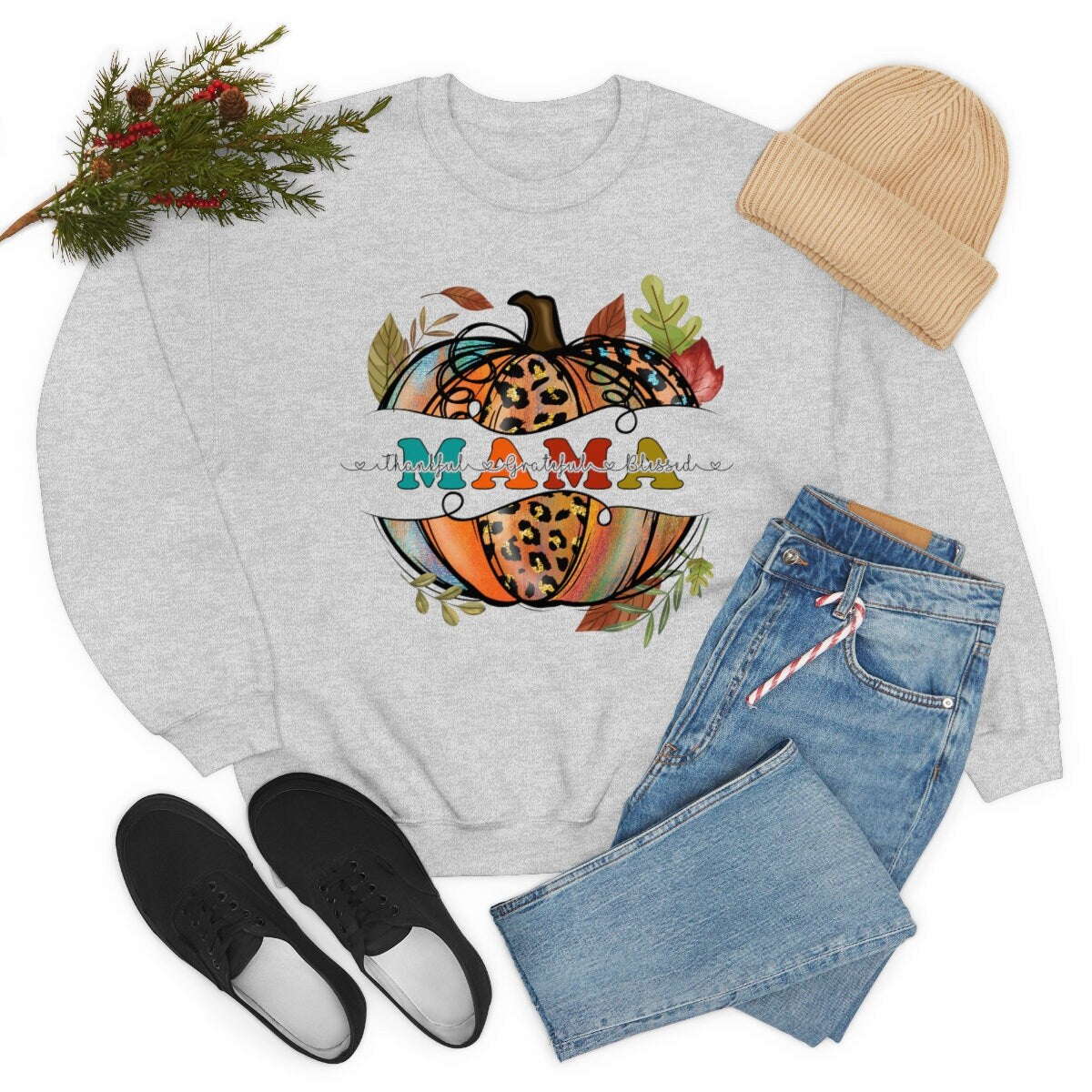 Mama, Thanksgiving Unisex Heavy Blend Crewneck Sweatshirt