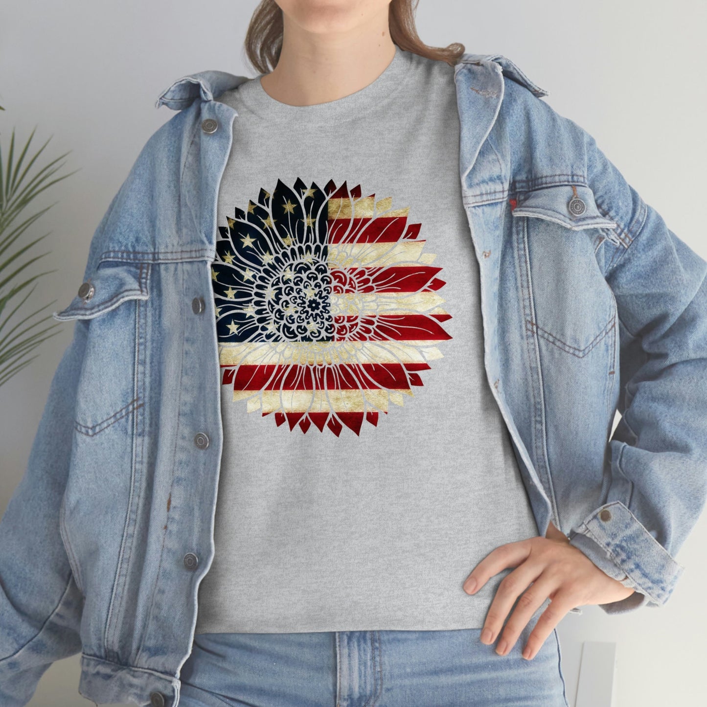 America Sunflower Shirt, USA Flag Flower T Shirt, Gift For American, 4th Of July Flag Graphic T-Shirt, Freedom TShirt, Independence Shirt