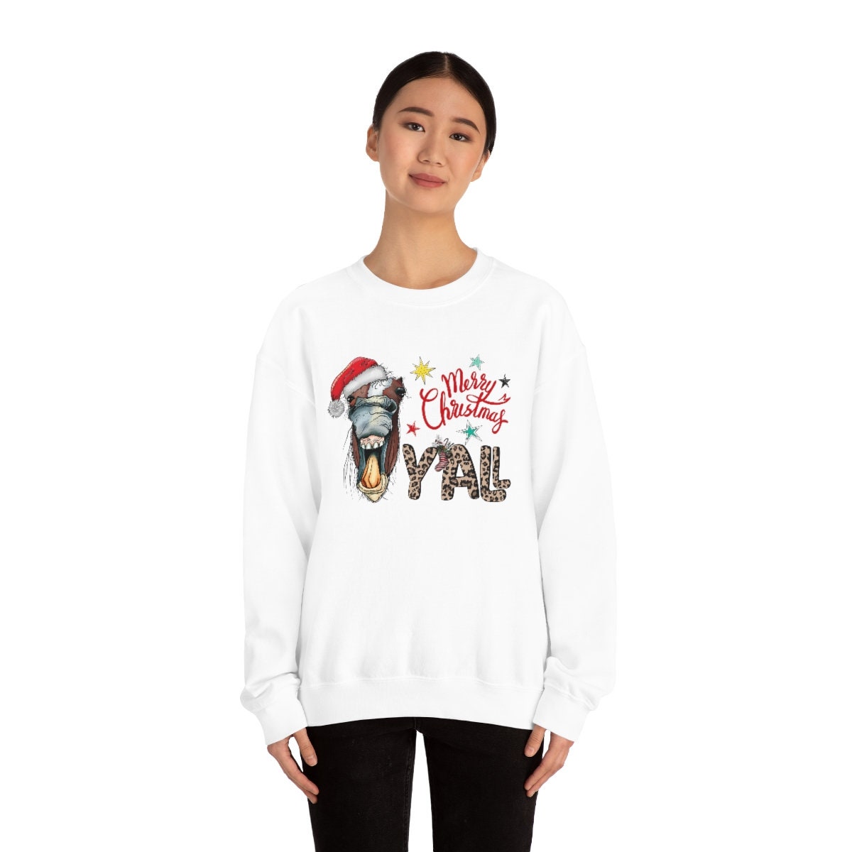 Christmas Western Funny donkey Unisex Heavy Blend Crewneck Sweatshirt