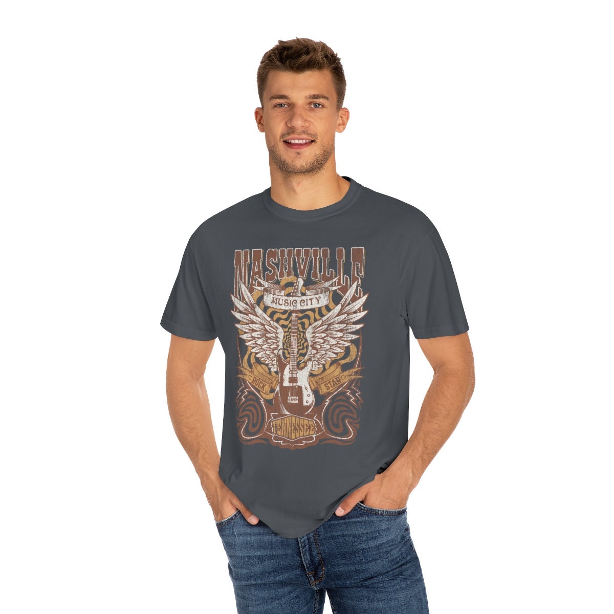 Retro Nashville Rock Unisex Garment-Dyed T-shirt