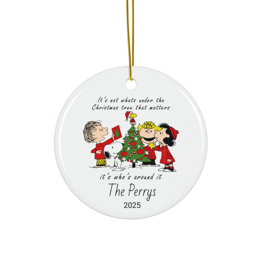 Cartoon Ceramic Christmas Ornament, Personalized Family Keepsake