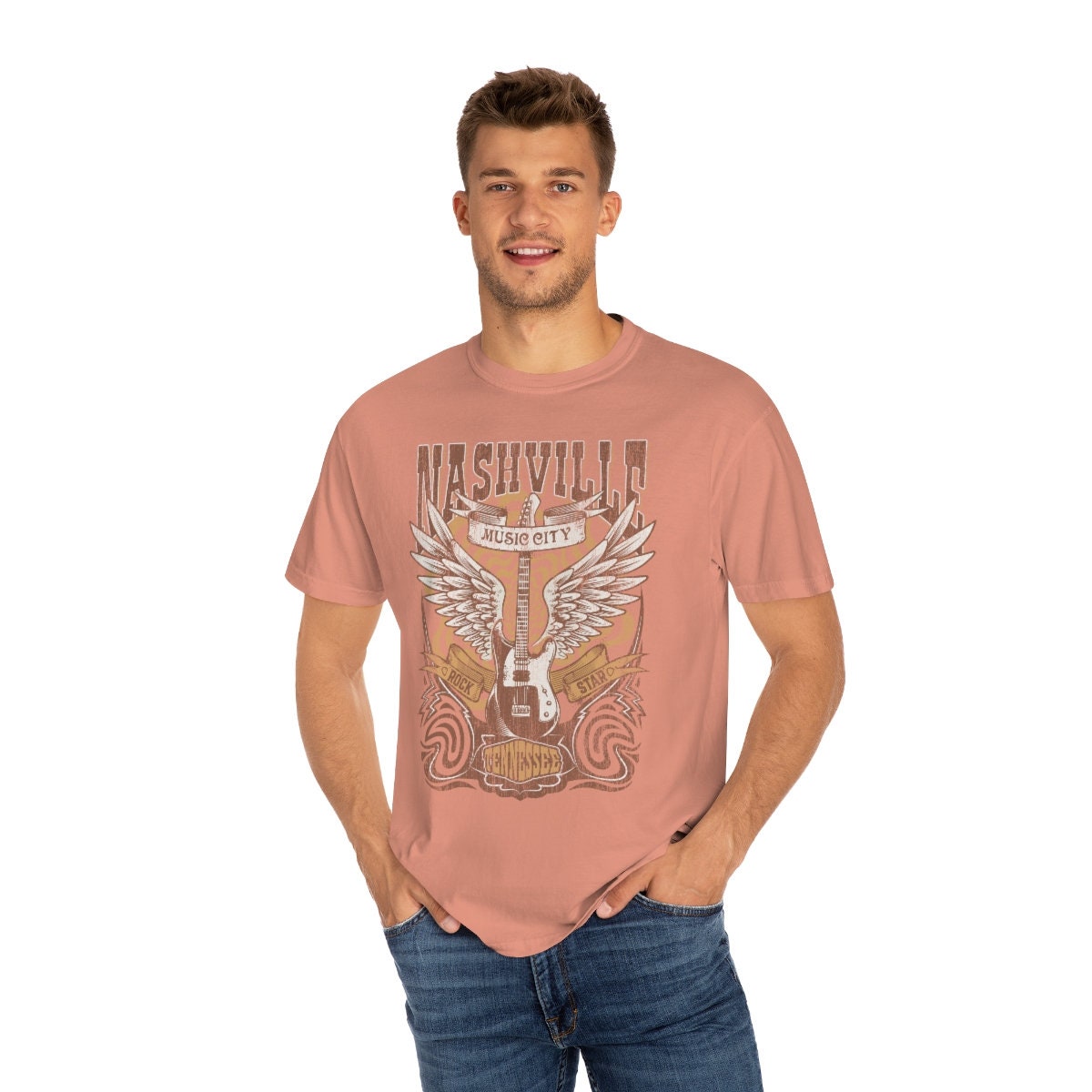 Retro Nashville Rock Unisex Garment-Dyed T-shirt