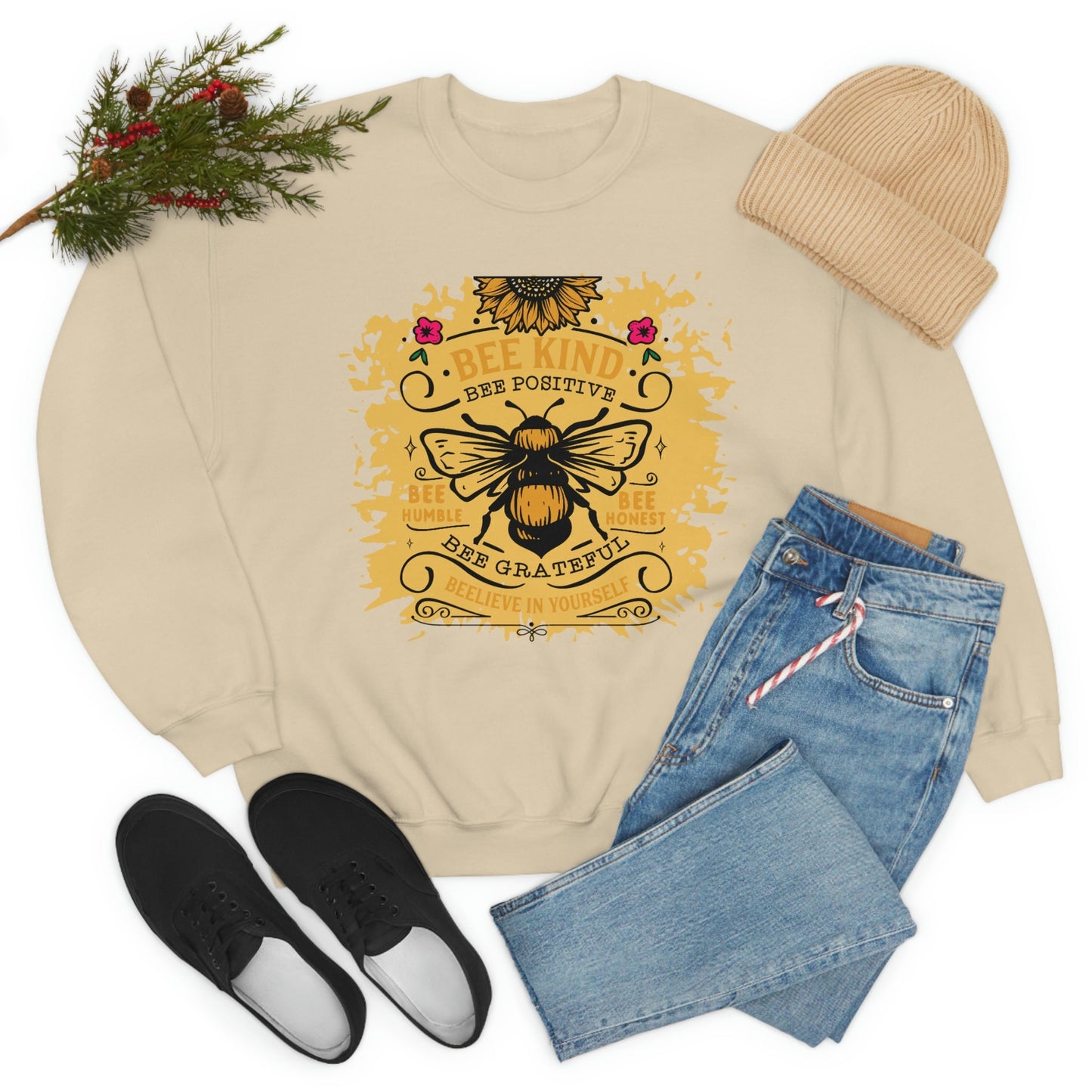Be Kind, Bumble Bee, Inspirational, Unisex Heavy Blend Crewneck Sweatshirt
