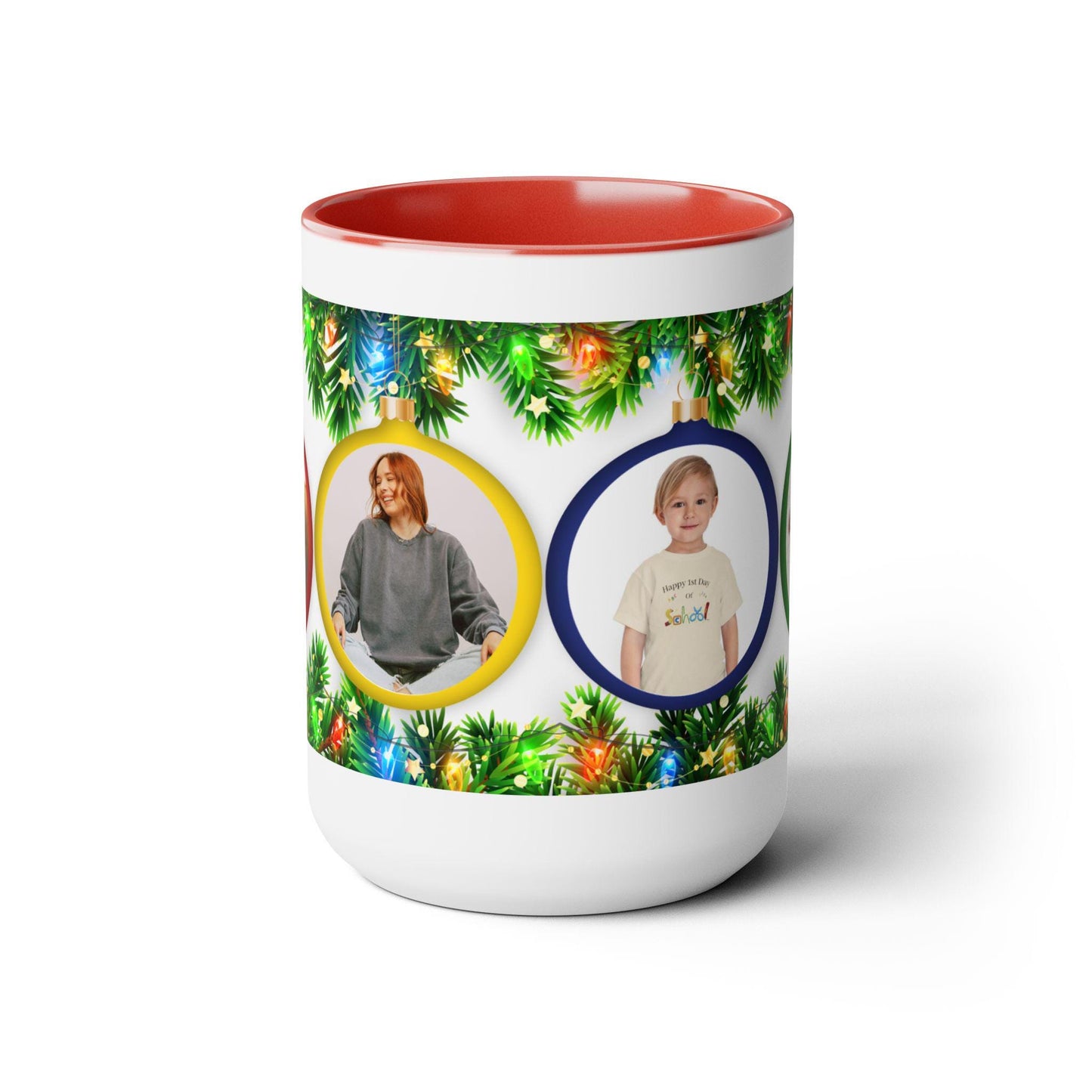 Personalized Photo Coffee Mug, Custom Two-Tone Ceramic Mug, 15oz