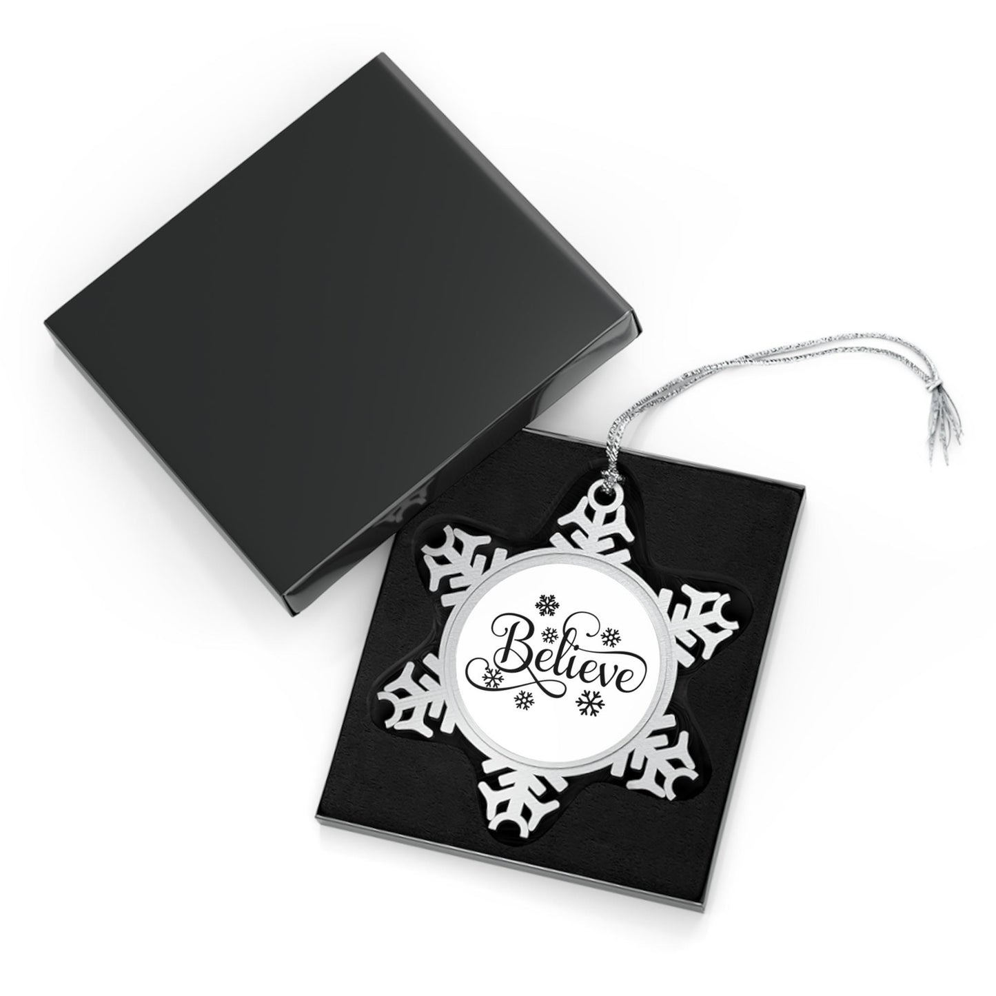 Christmas Believe Pewter Snowflake Ornament