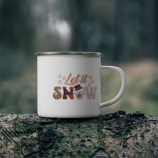 Let it snow Christmas Enamel Camping Mug