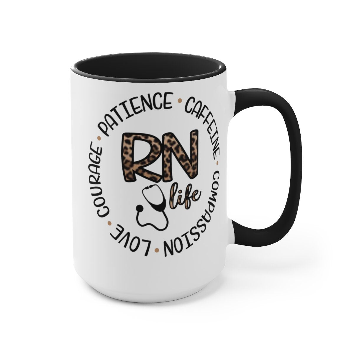 Animal Print RN, Nurses Two-Tone Coffee Mugs, 15oz