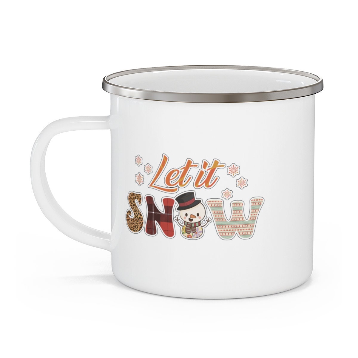 Let it snow Christmas Enamel Camping Mug