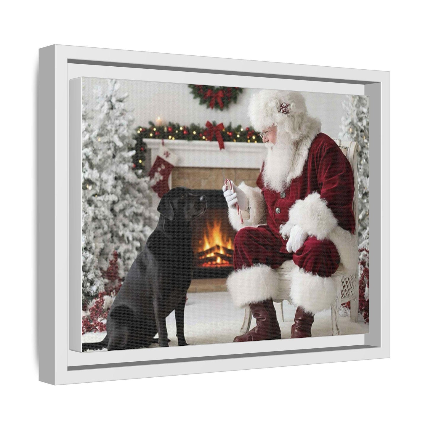 Santa with your dog breed, Matte Canvas, Framed | Christmas Holiday Wall Art