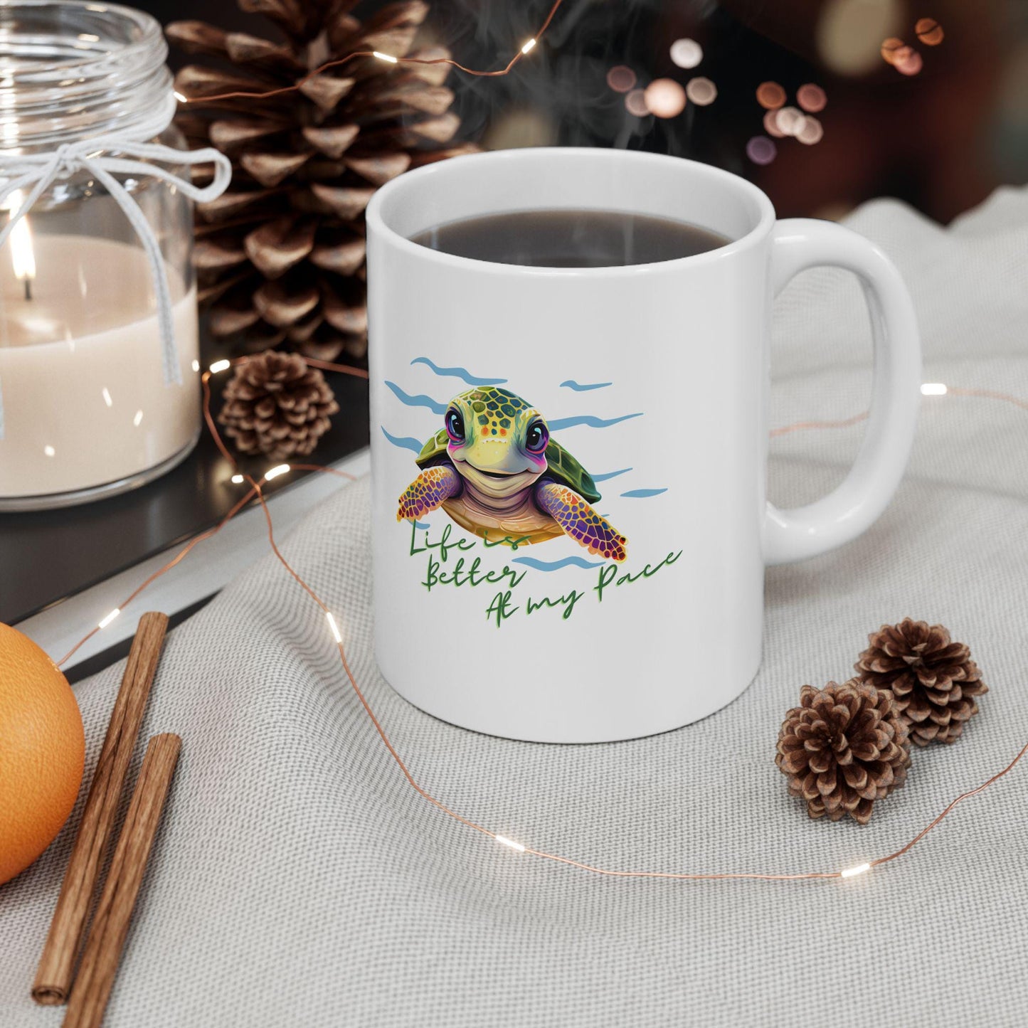 Sea Turtle Ceramic Mug, Under the Sea Design (11oz)