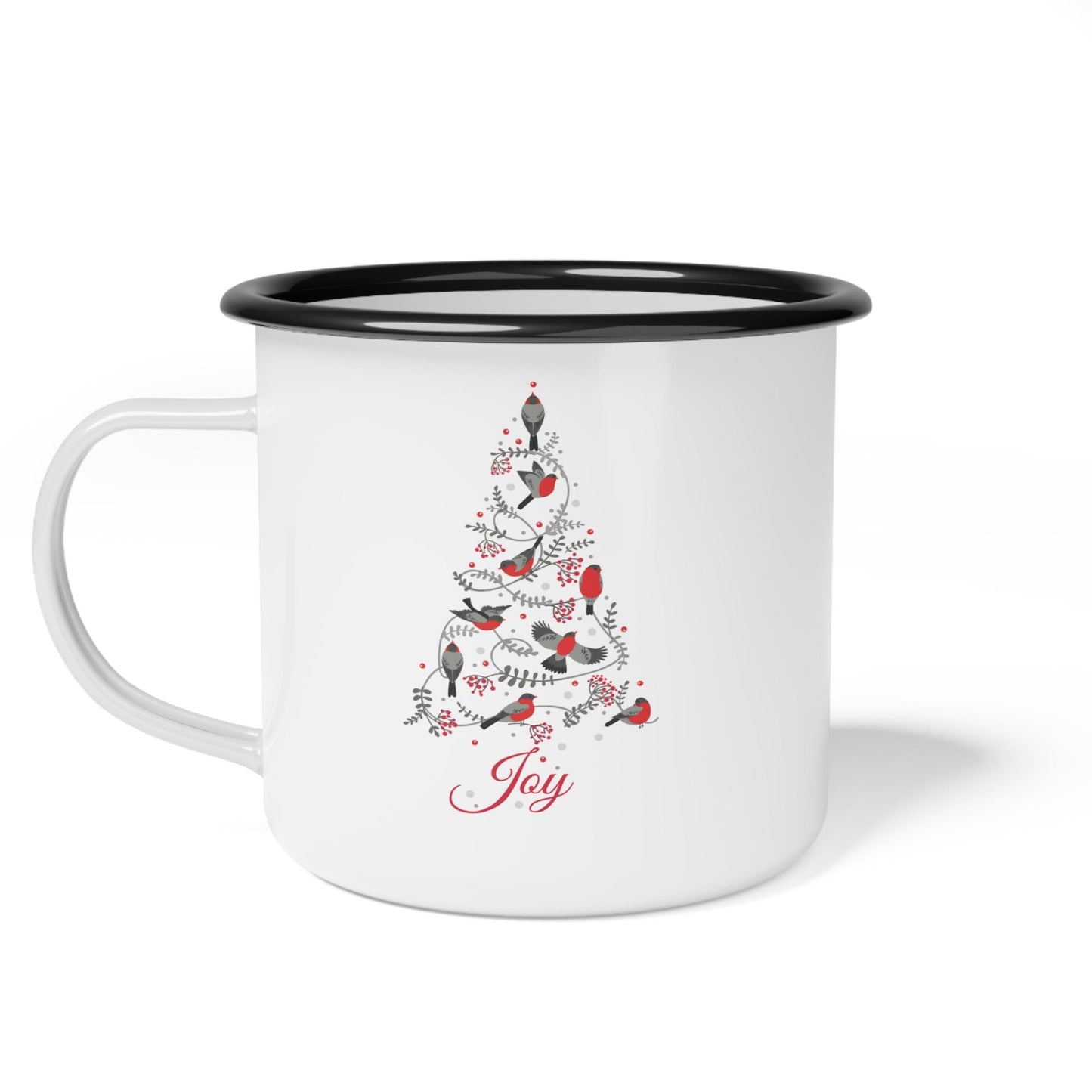 Enamel Camp Cup, christmas tree cup, holiday cup,