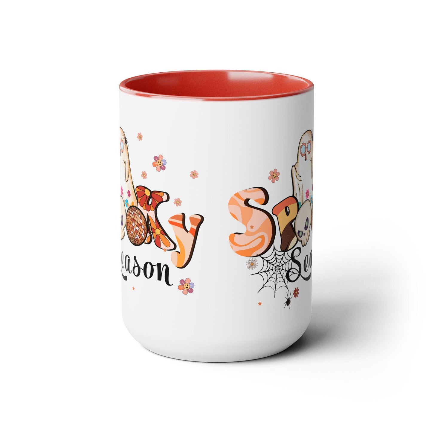 Spooky, Funny Ghost Two-Tone Coffee Mugs, 15oz