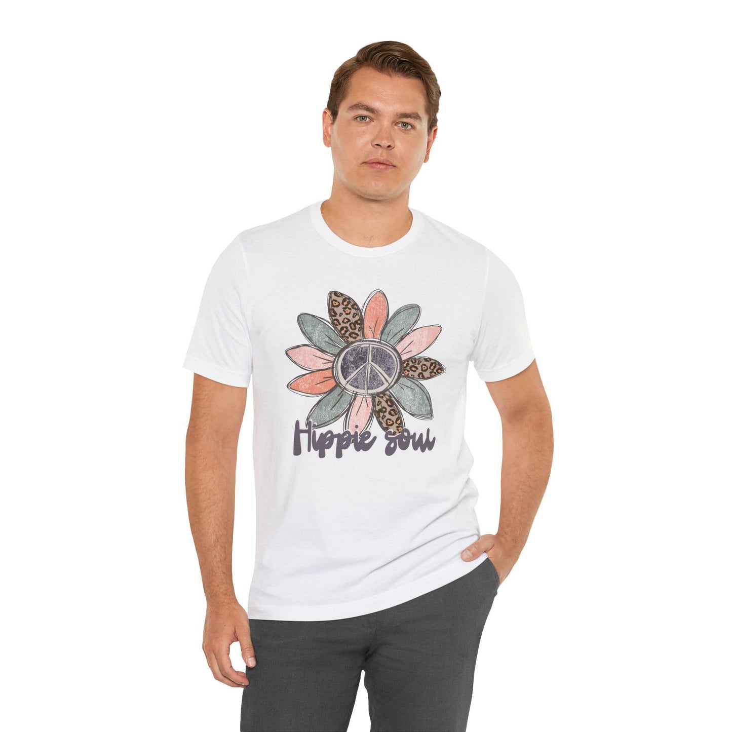 Peace sign, Flower, hippie, Unisex Jersey Short Sleeve Tee