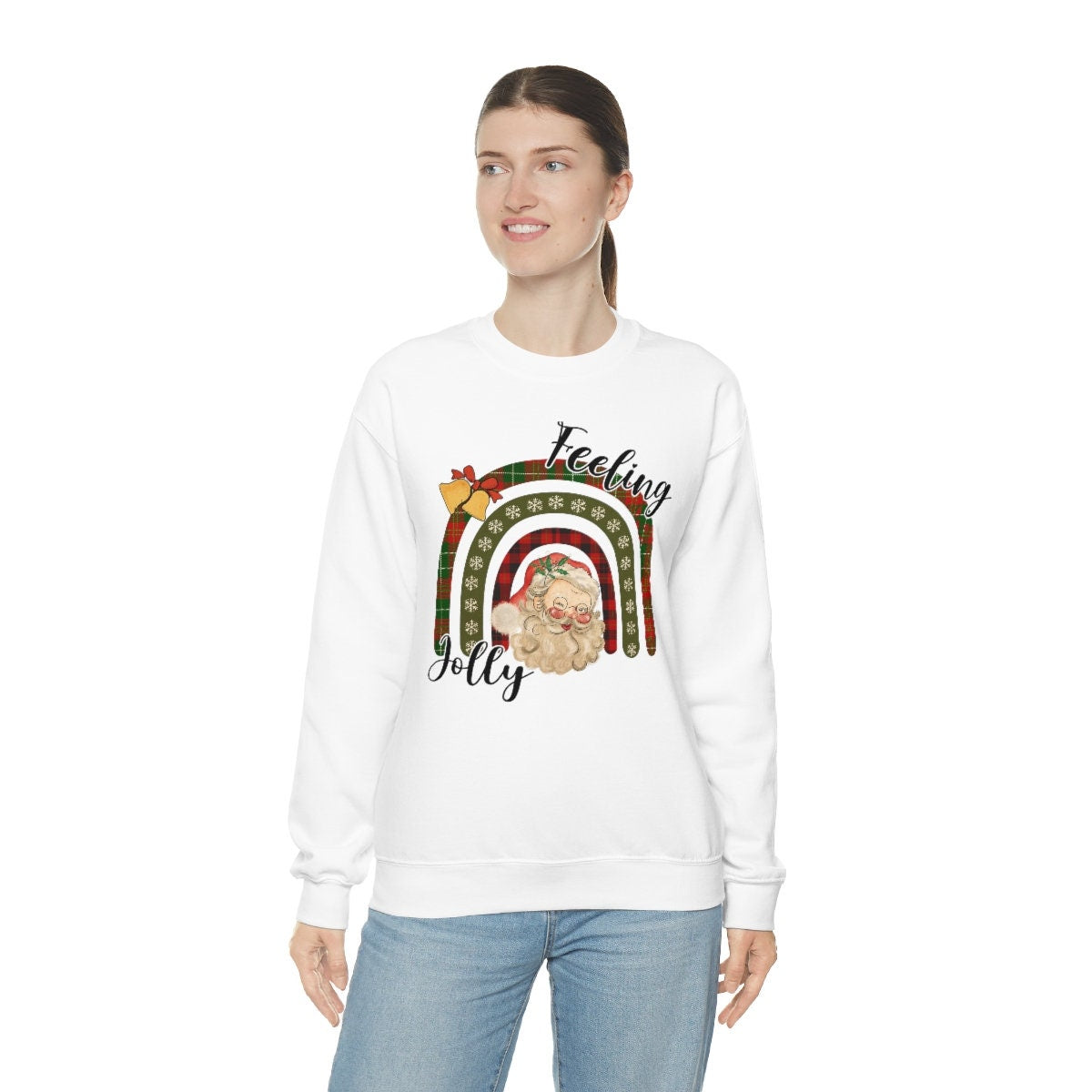 Retro, Santa, Feeling Jolly, Festive Unisex Heavy Blend Crewneck Sweatshirt