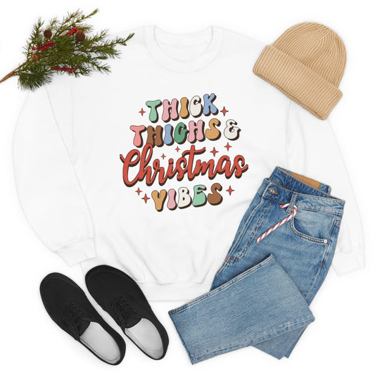 Funny Thick Thighs and Christmas vibes Unisex Heavy Blend Crewneck Sweatshirt