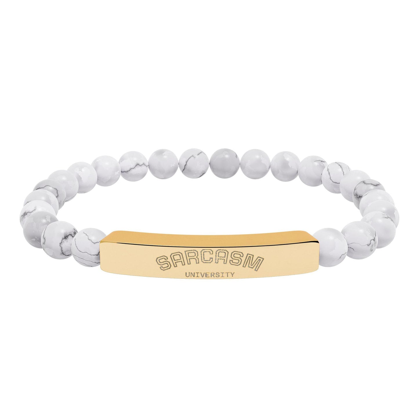 Personalized, Engravable Natural Stone Bar Bracelet | Stretch Beaded Bracelet