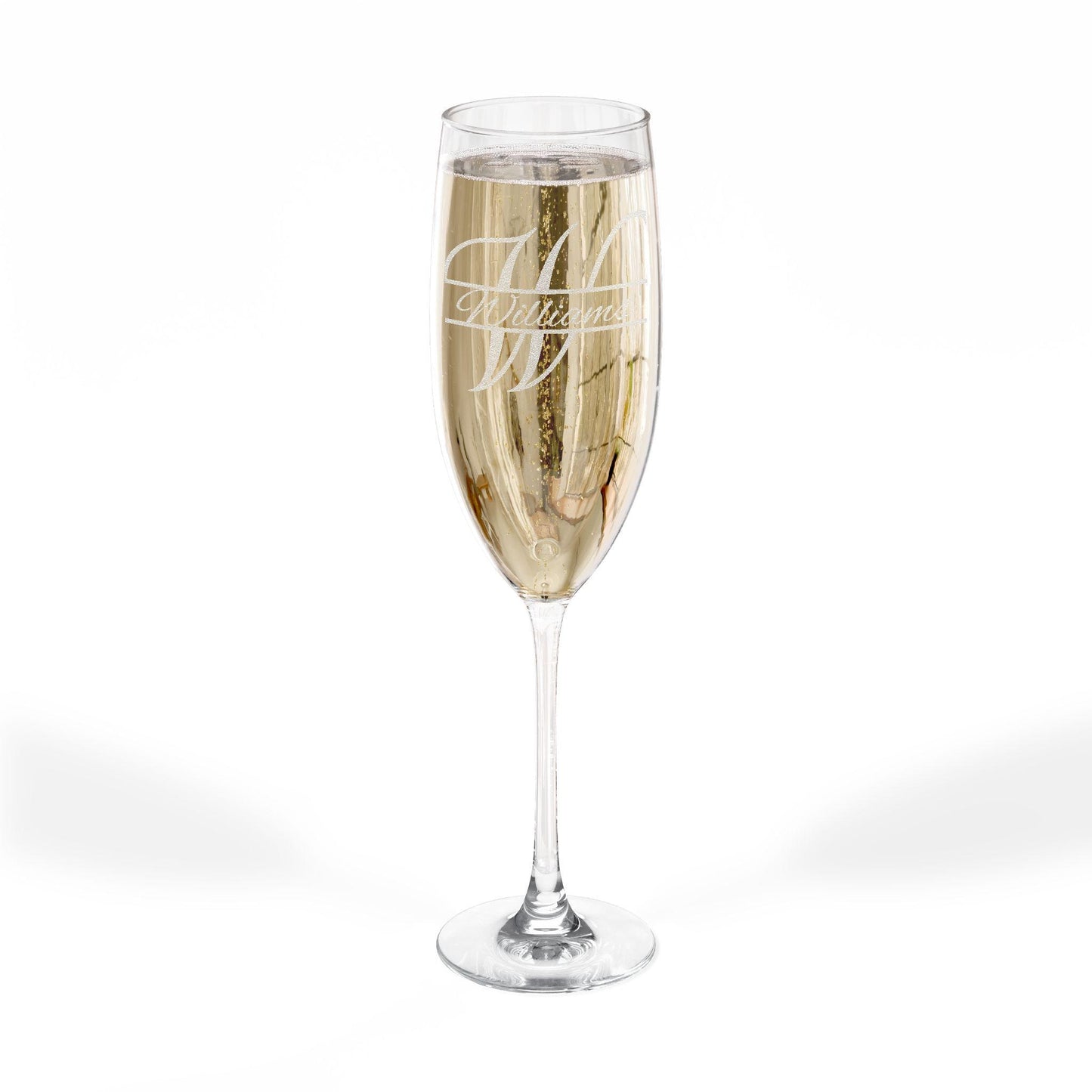 Monogram Script Champagne Glass 8oz | Engraved Flute