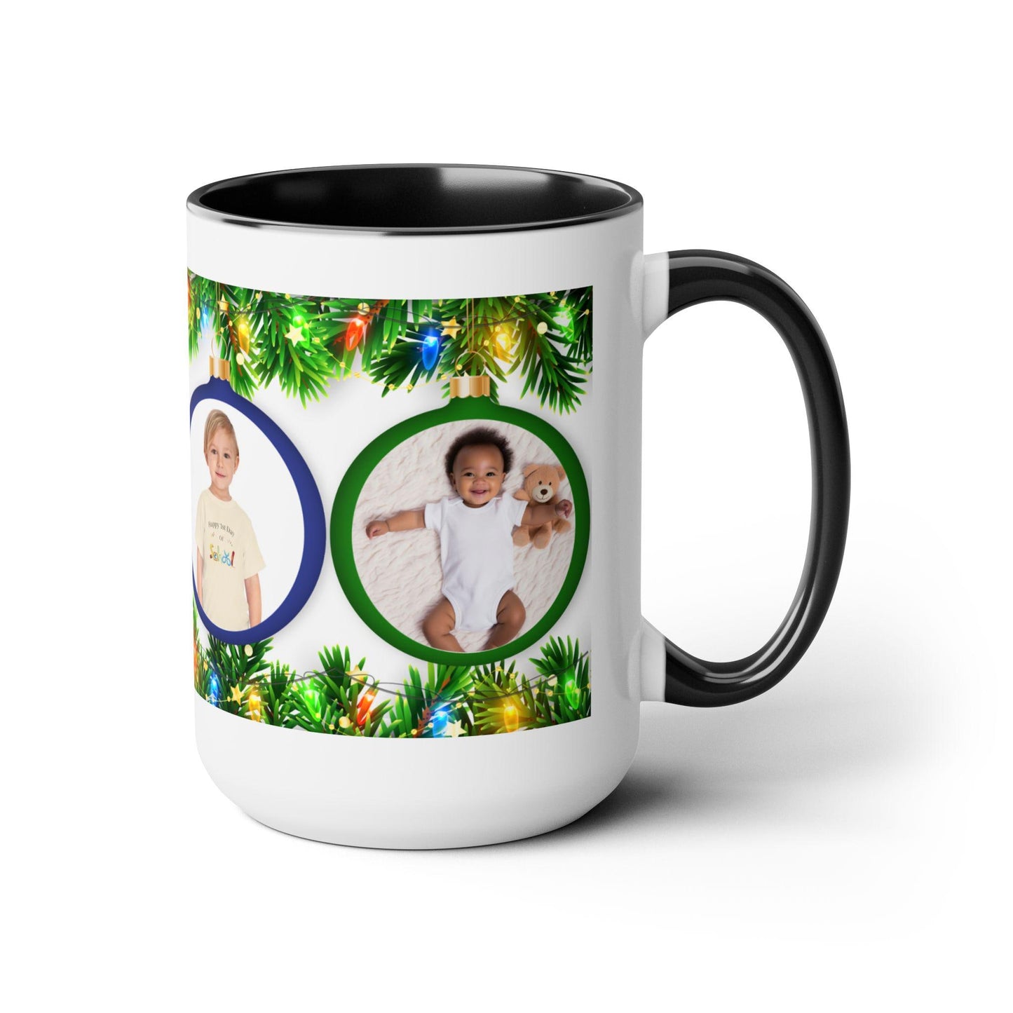 Personalized Photo Coffee Mug, Custom Two-Tone Ceramic Mug, 15oz