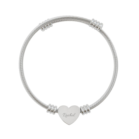 Personalized, Engraved Heart Cuff Bracelet | Personalized Engraving Jewelry, Christmas Gift