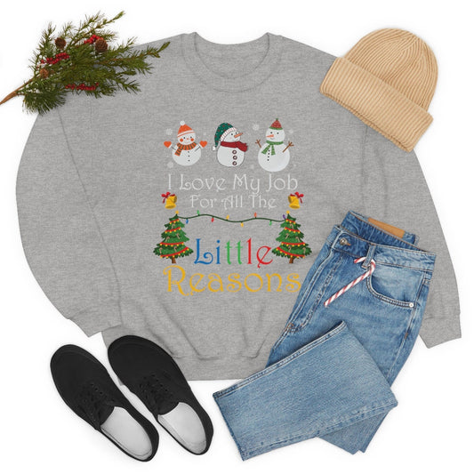 Christmas, I love my job, Daycare, preschool, teacher Unisex Heavy Blend Crewneck Sweatshirt